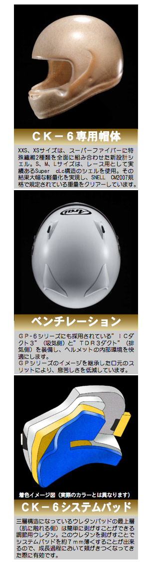 アライ(arai) ジュニアモータースポーツ ヘルメット CK-6S のご案内